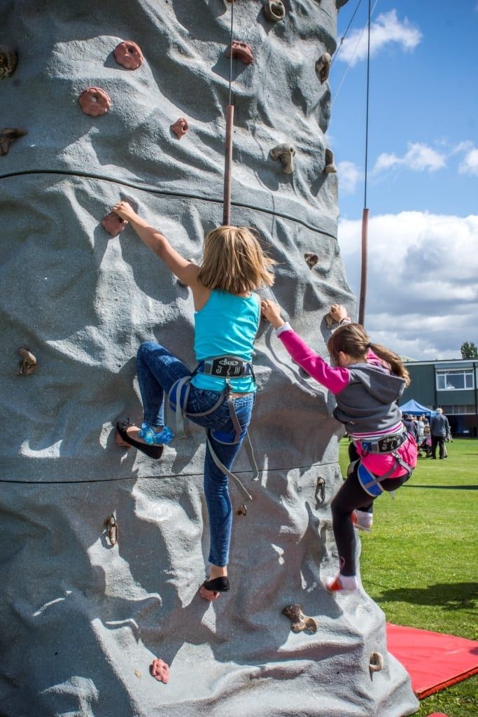 Mobile climbing wall activity zone